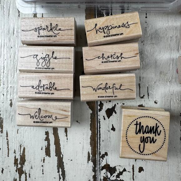 Wooden Rubber Stamps Words Sayings Warm Sayings  Lot of 25 Card Making Scrapbook - Picture 3 of 9